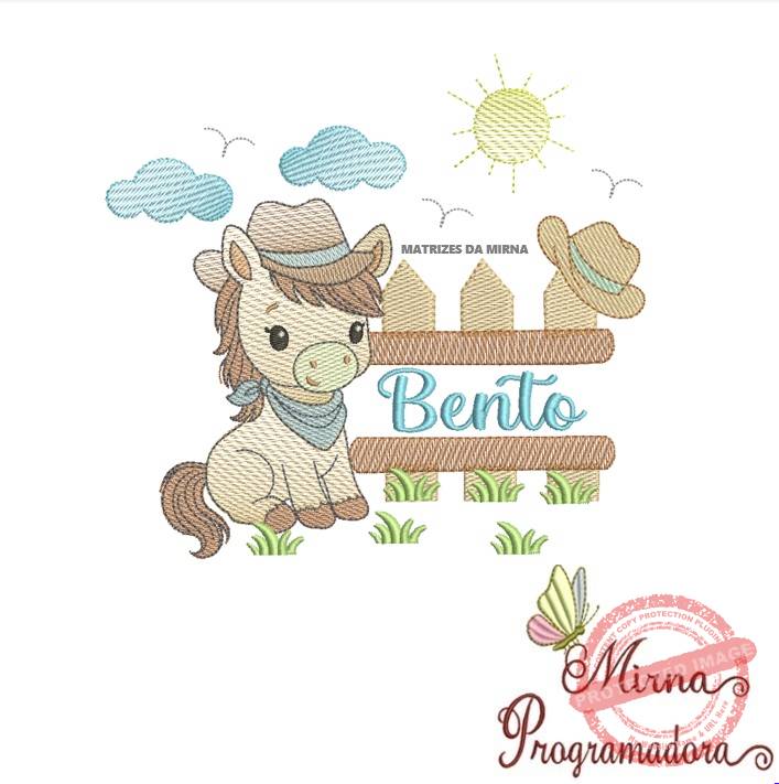 matriz de bordado bento Matriz de Bordado Cenário Cavalinho Nome Bento - Imagem 1