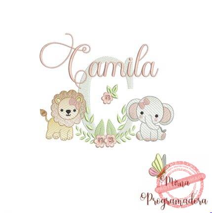 Matriz de Bordado Safari Menina Nome Camila