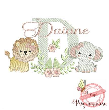 Matriz de Bordado Safari Menina Nome Daiane