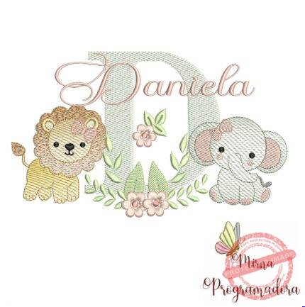 Matriz de Bordado Safari Menina Nome Daniela