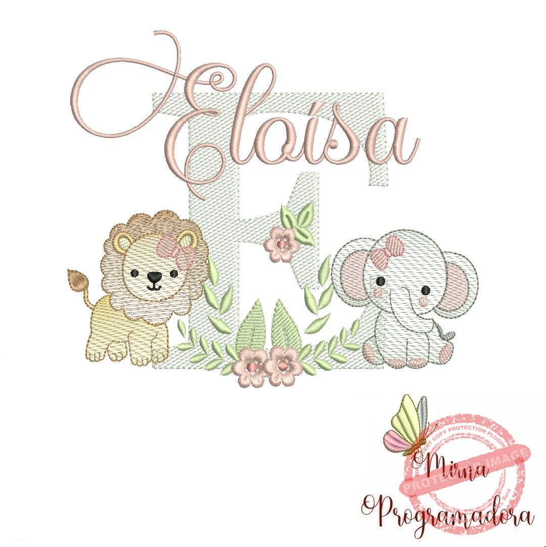 matriz de bordado eloisa Matriz de Bordado Safari Menina Nome Eloísa - Imagem 1