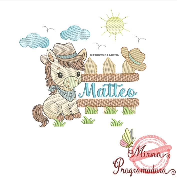 matriz de bordado matteo Matriz de Bordado Cenário Cavalinho Nome Matteo - Imagem 1