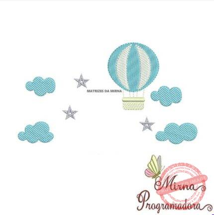 Matriz de Bordado - Balao-nuvens-estrelas