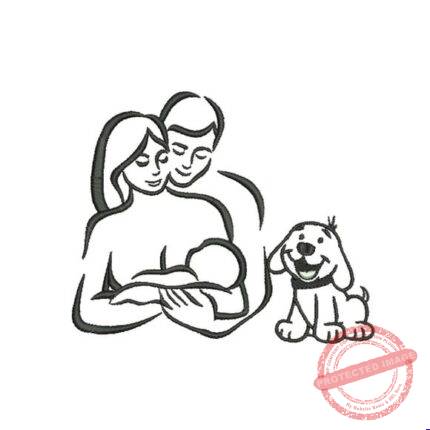 Matriz de Bordado Família com Cachorrinho