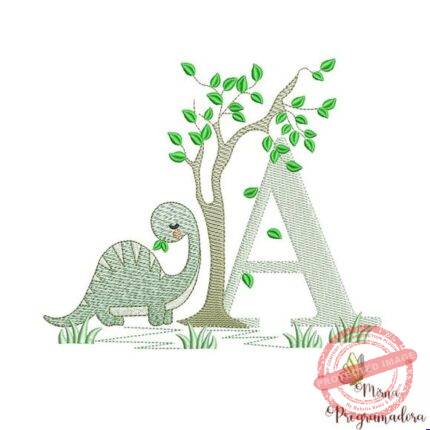 Matriz de Bordado - Alfabeto Dinossauro Letra a