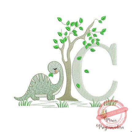 Matriz de Bordado - Alfabeto Dinossauro Letra c