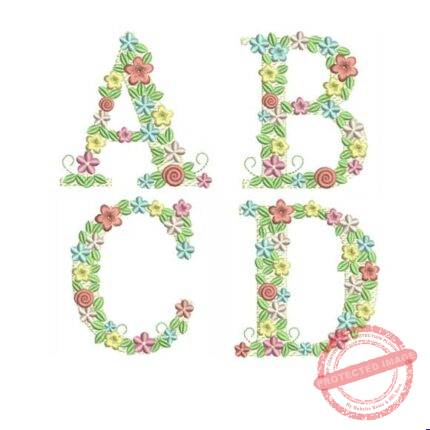 Matriz de Bordado - Alfabeto Florais