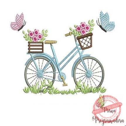 Matriz de Bordado - Bicicleta com Flores