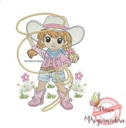 Matriz de Bordado - Cowgirl Laçando