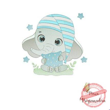 Matriz de Bordado - Elefantinho Cute com Almofada
