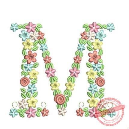 Matriz de Bordado - Floral Letra m