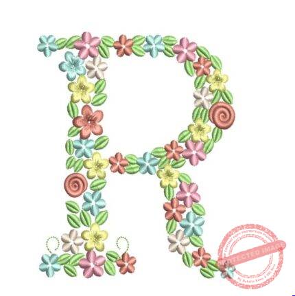 Matriz de Bordado - Floral Letra R