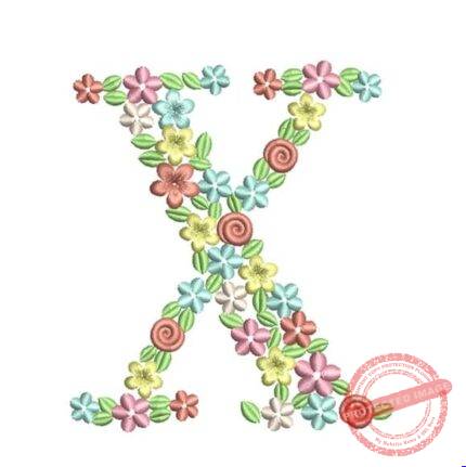 Matriz de Bordado - Floral Letra x