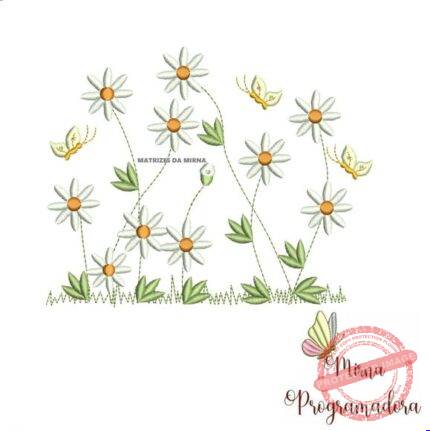 Matriz de Bordado - Flores e Borboletas