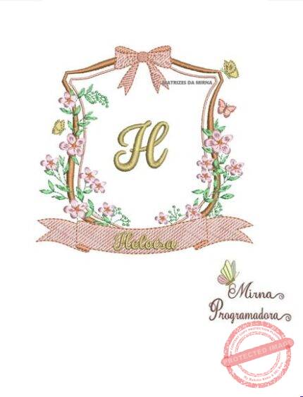 Matriz de Bordado - Heloisa Brasao Raminho Flores