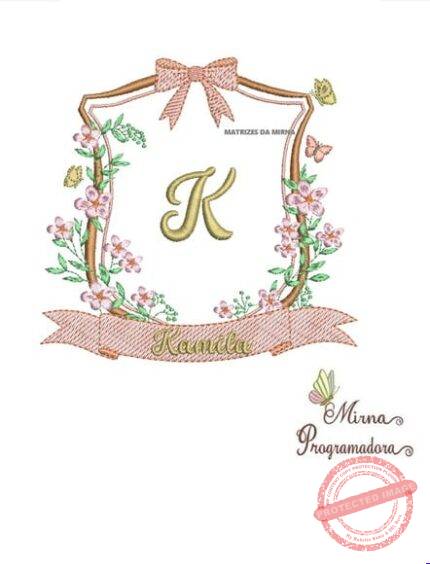 Matriz de Bordado - Kamila Brasao Raminho Flores