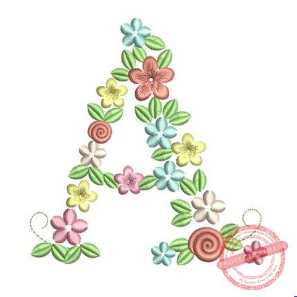 Matriz de Bordado - Floral Letra a