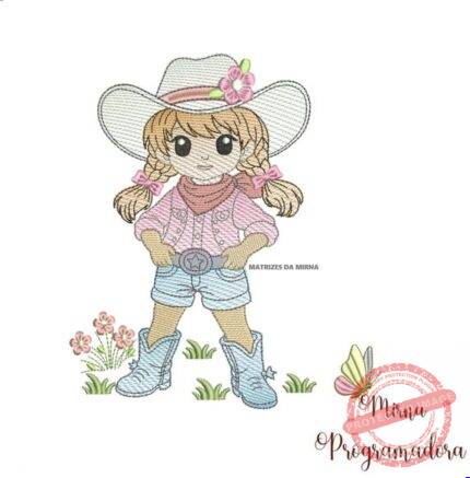 Matriz de Bordado - Menina Cowgirl