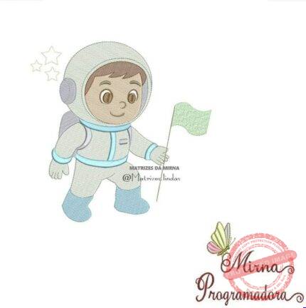 Matriz de Bordado - Menino Astronauta com Bandeira