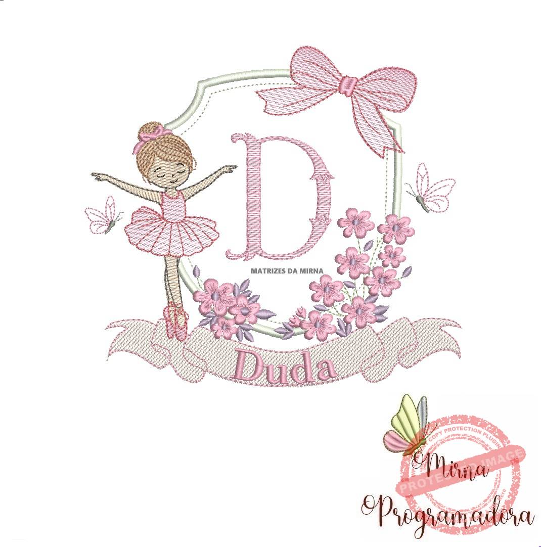 matriz de bordado moldura bailarina duda33 matriz de bordado duda - Imagem 1