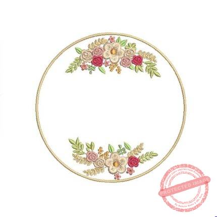 Matriz De Bordado - Moldura Redonda Flores