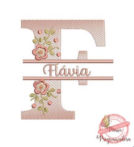 Matriz de Bordado - Nome Flávia Entremeio Flores