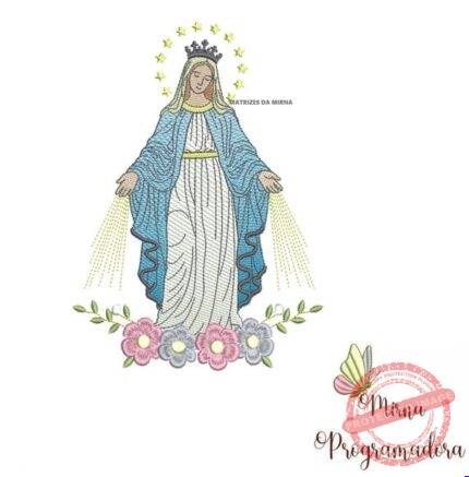 Matriz de Bordado - Nossa Senhora das Graças com Flores