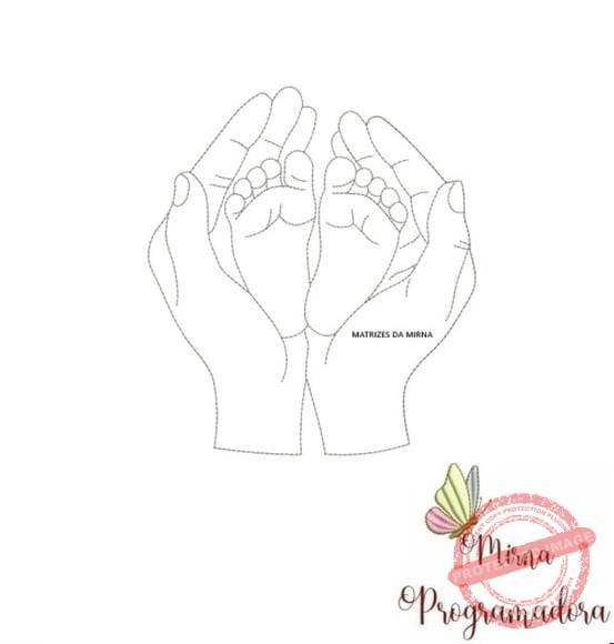 matriz-de-bordado-palma-da-mae-e-pes-do-filho-contorno-pattern Matriz de Bordado - Palma da Mãe e Pés do Filho Contorno - Imagem 1