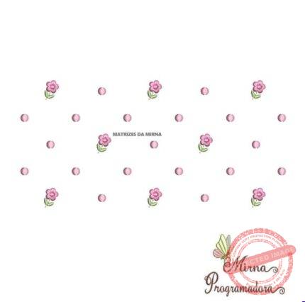 Matriz de Bordado Poá com Florzinhas para Menina