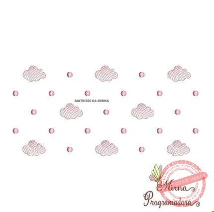 Matriz de Bordado Poá com Nuvens para Menina
