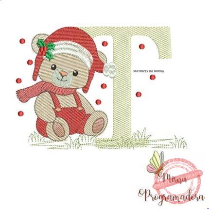 Matriz de Bordado Ursinho Natal Letra T