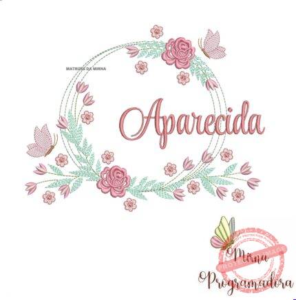 Matriz de Bordado Aparecida Moldura Floral