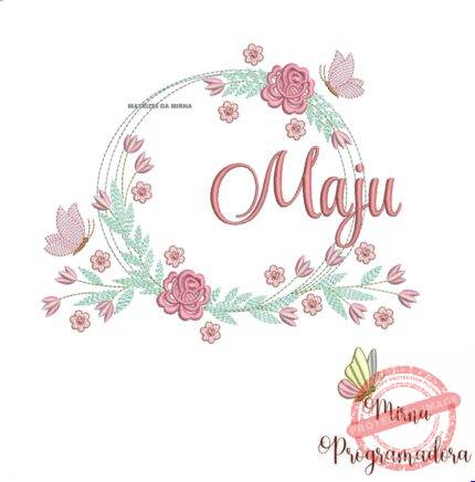 Matriz de Bordado Maju Moldura Floral