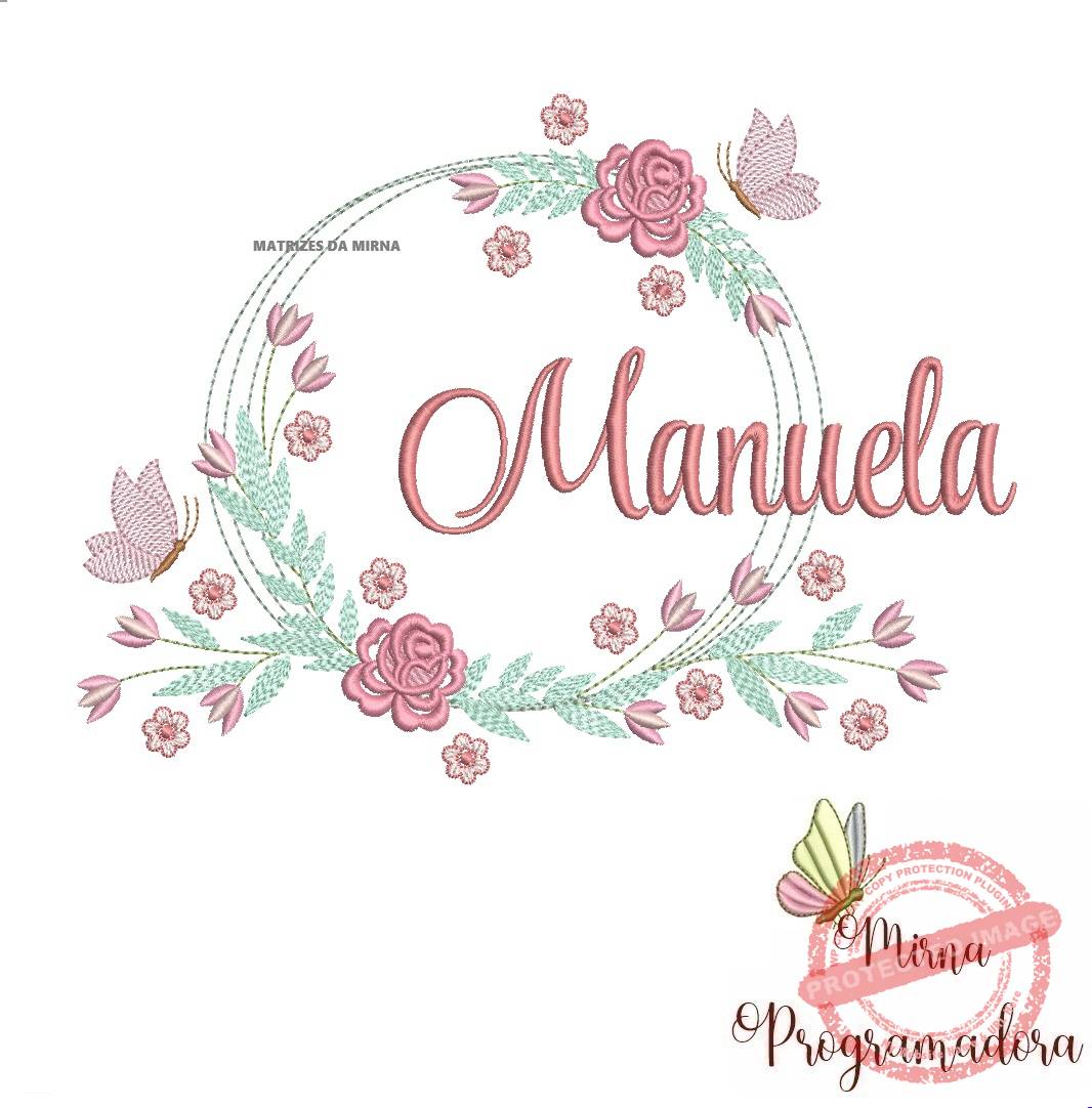 matariz de bordado manuela69 Matriz de Bordado Manuela Moldura Floral - Imagem 1