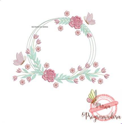 Matriz de Bordado Moldura Floral