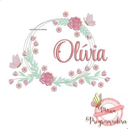 Matriz de Bordado Olivia Moldura Floral