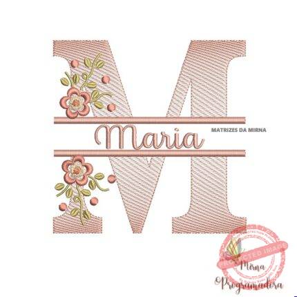 matriz de bordado Nome Maria entremeio flores para bordar