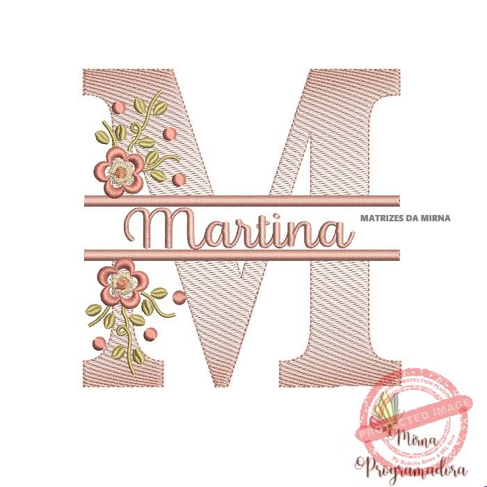 matriz de bordado Nome Martina entremeio flores para bordar013 matriz de bordado Nome Martina entremeio flores para bordar - Imagem 1