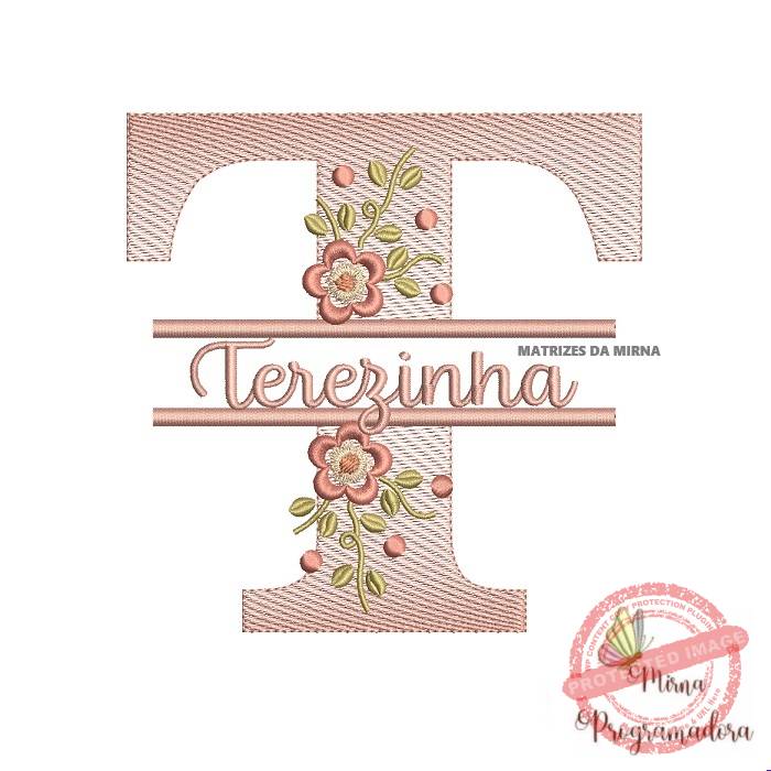 matriz de bordado Nome Terezinha entremeio flores para bordar017 matriz de bordado Nome Terezinha entremeio flores para bordar - Imagem 1